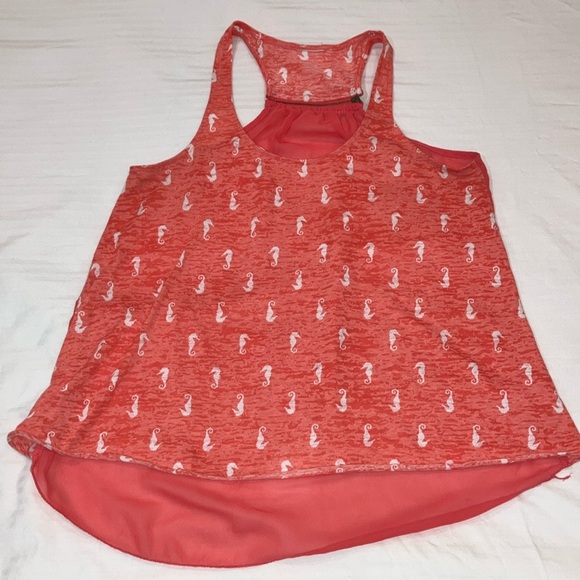 Coral Pink Tank Top with seahorse Print - Picture 3 of 15